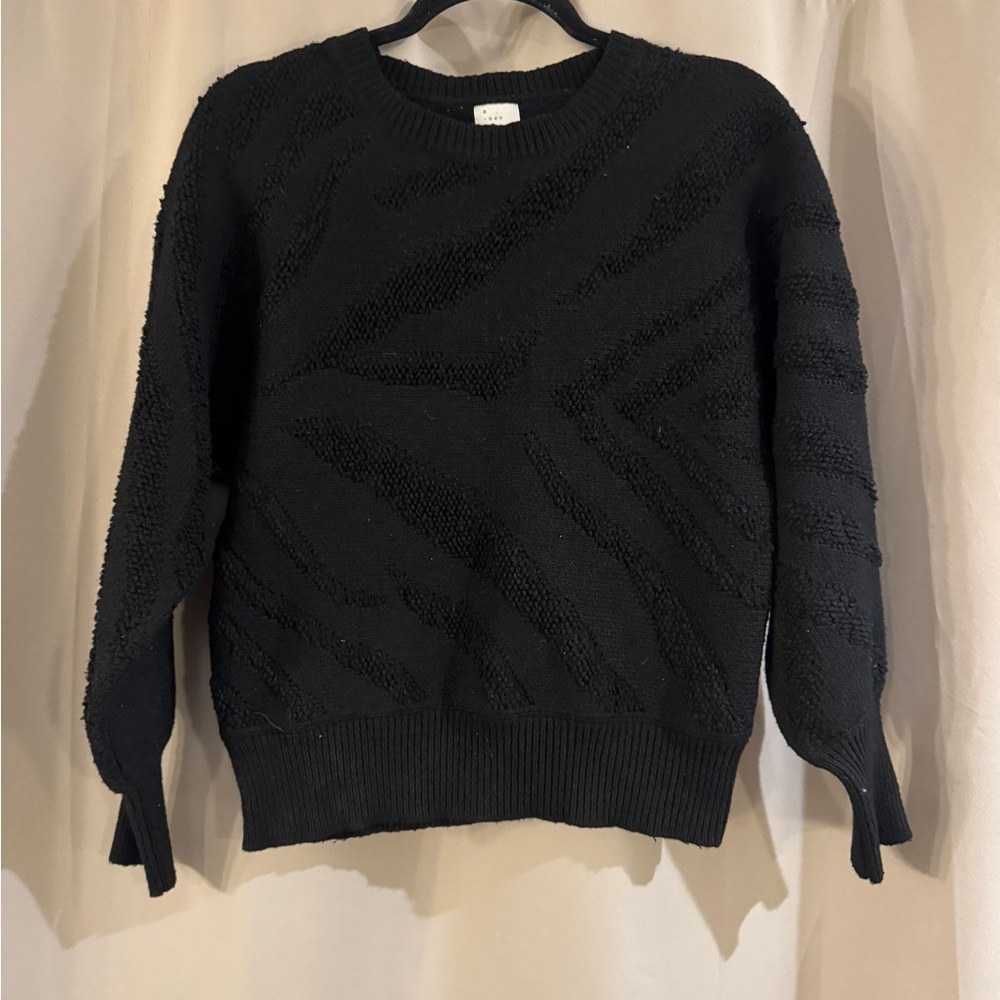 Women’s a new day Black Textured Crew Neck Sweater